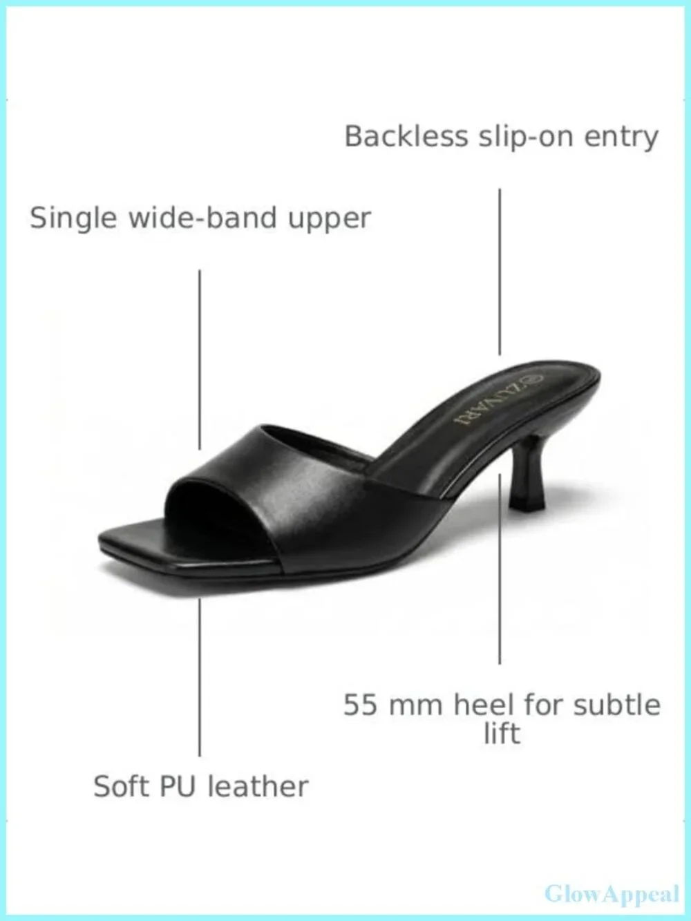 ZUVARI Women's Kitten Heels Sandals Square Open Toe Stiletto Low Heel Mules